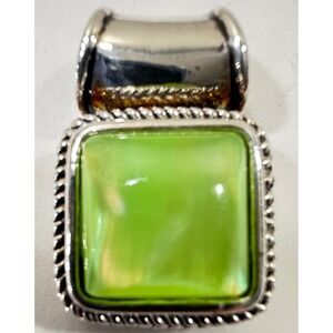 Sterling Silver Pendant Green Mother of Pearl Square Jewelry Women